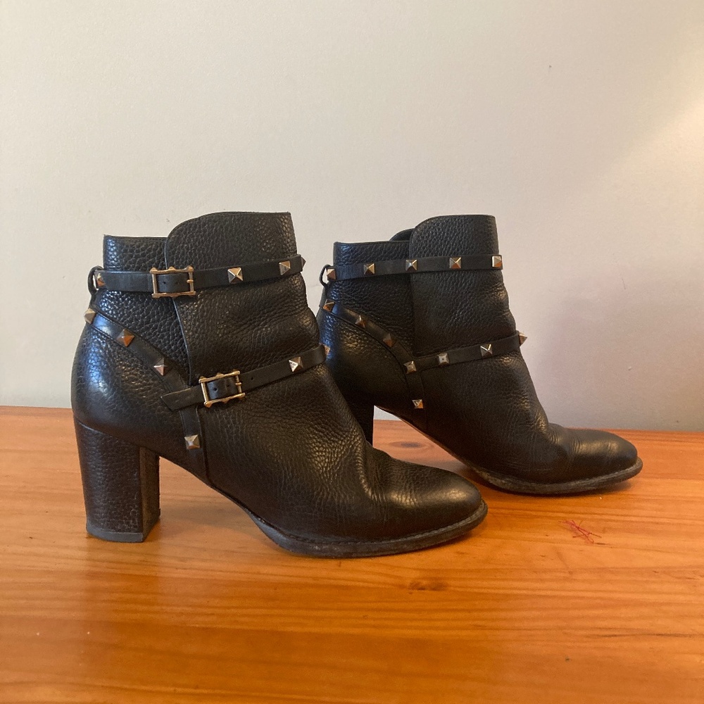 Valentino Rockstud Ankle Boots, Women's Black, Size 41, US Size 10